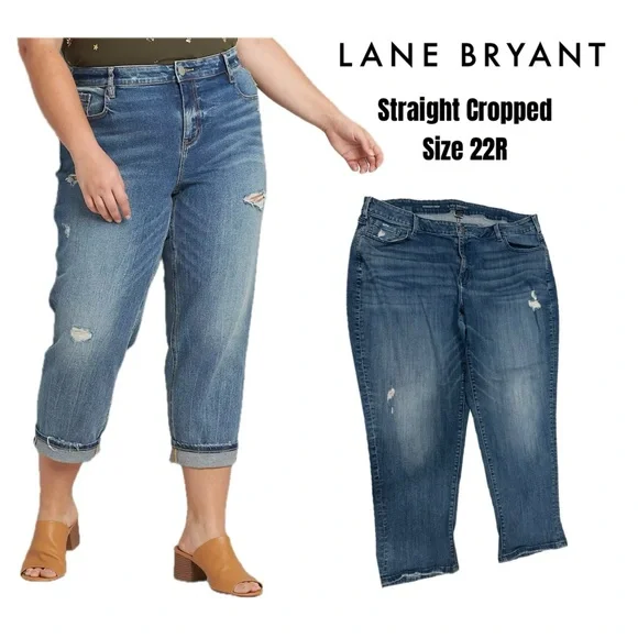 Lane Bryant Women's Distressed Blue‎ Cropped Jeans - Picture 2 of 7